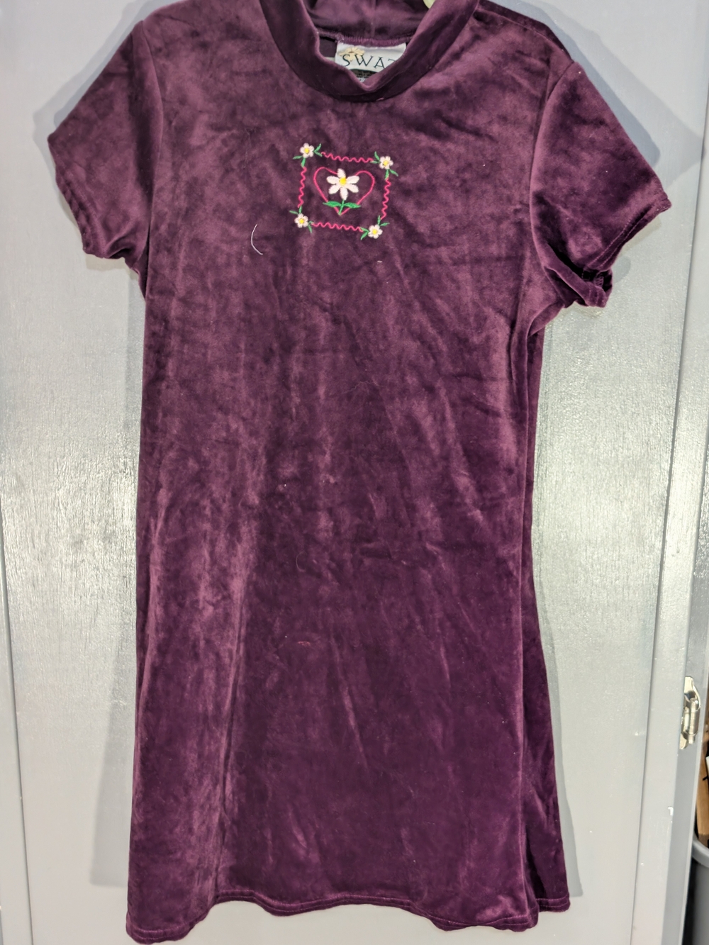 Rado Plum Velvet Floral Accent Kids Dress
